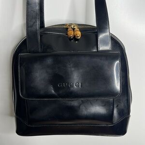 Gucci Tom Ford Era Matte Patent Leather Double Zipper Shoulder Bag